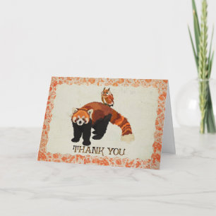 Cartão De Agradecimento Red Panda & Owl Thank You Card