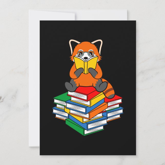 Cartão De Agradecimento Red Panda Reading Books Cute Pet Animal Pandas Lov (Frente)