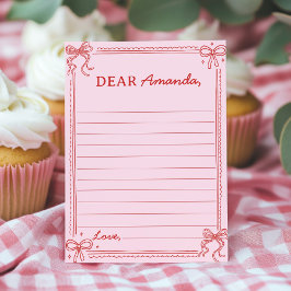 Cartão De Agradecimento Red Pink Bow Cake Time Capsule Note Message Card