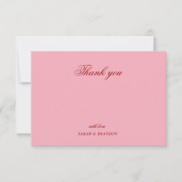 Cartão De Agradecimento Red pink Minimalist Script Wedding Thank You 