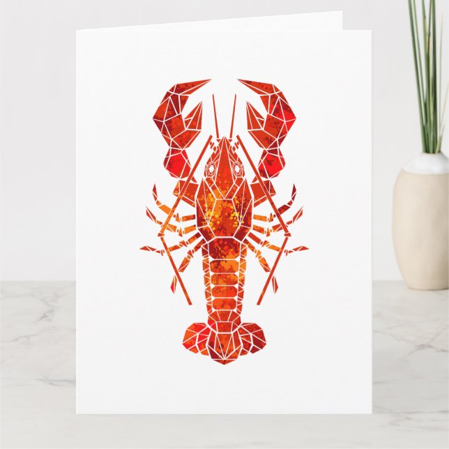 Cartão De Agradecimento Red polygonal lobster (Frente)