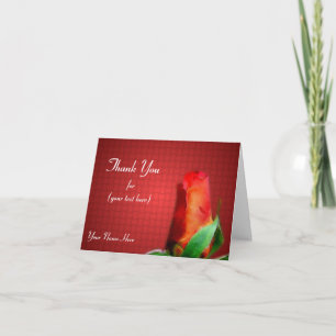 Cartão De Agradecimento Red Rosebud Flower Nature Obrigado