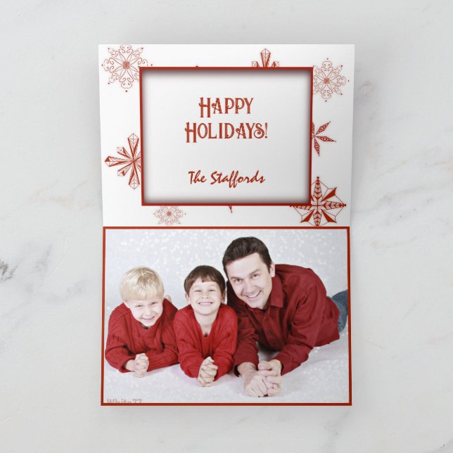 Cartão De Agradecimento Red Snow on White Canvas Design Christmas Card (Interior)