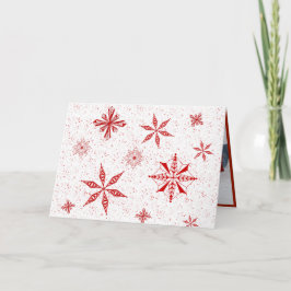 Cartão De Agradecimento Red Snow on White Canvas Design Christmas Card