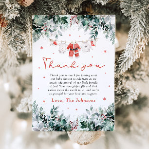 Cartão De Agradecimento Red Snow Winter Christmas Baby CloChá de fraldas