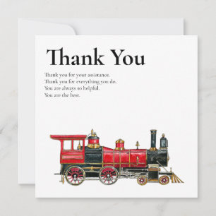 Cartão De Agradecimento Red Train Flat Obrigado Por Tudo