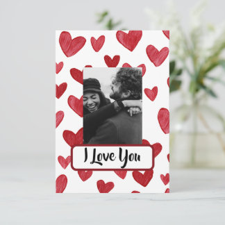 Cartão De Agradecimento Red Valentine’s Card with Photo & Love Message