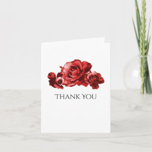 Cartão De Agradecimento Red Watercolor Vintage Roses Elegant Thank You