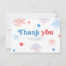 Cartão De Agradecimento Red White e due 4 de julho Patriótico Obrigado