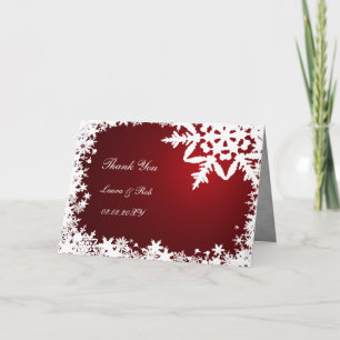 Cartão De Agradecimento red winter wedding Thank You