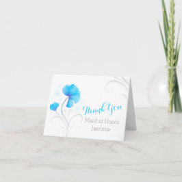 Cartão De Agradecimento Redemoinho de aquarela cinza azul casamento obriga