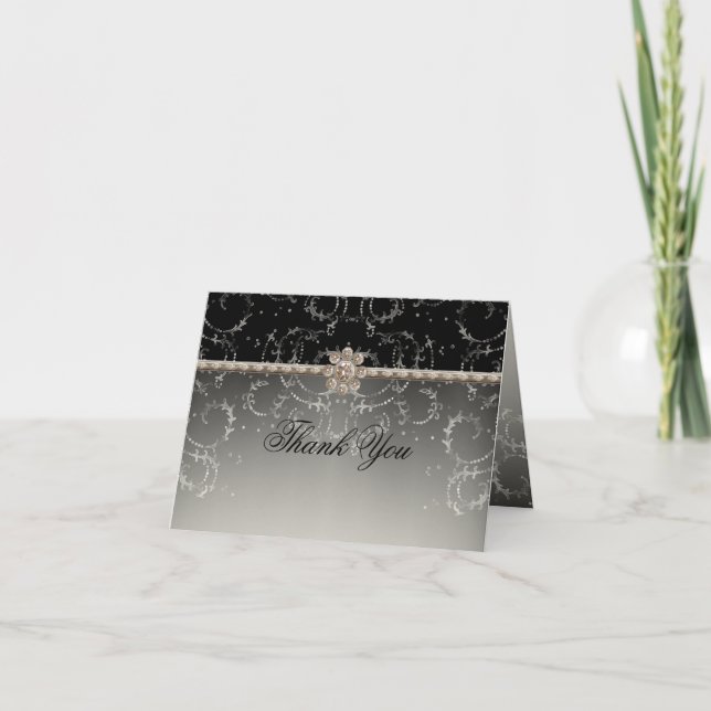 Cartão De Agradecimento Redemoinhos octogonais do diamante de Bling da (Frente)