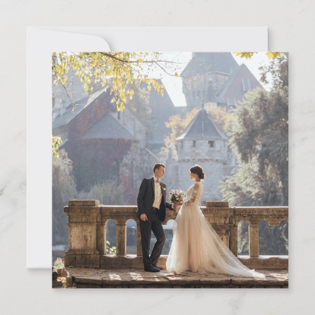 Cartão De Agradecimento Regency French Blue Fleur de Lis Foto de Casamento (Frente)