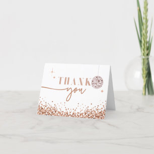 Cartão De Agradecimento REGINA Rose Gold Sequins Disco Obrigado