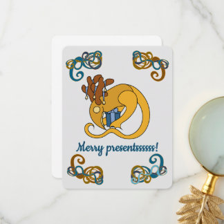 Cartão De Agradecimento Reindeer bird with bells and presents Christmas