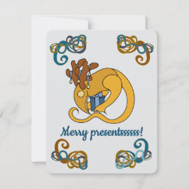 Cartão De Agradecimento Reindeer bird with bells and presents Christmas