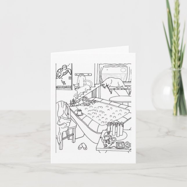 Cartão De Agradecimento Relaxação Com Gatos 🐈 🐈 ‍ ⬛ (Frente)