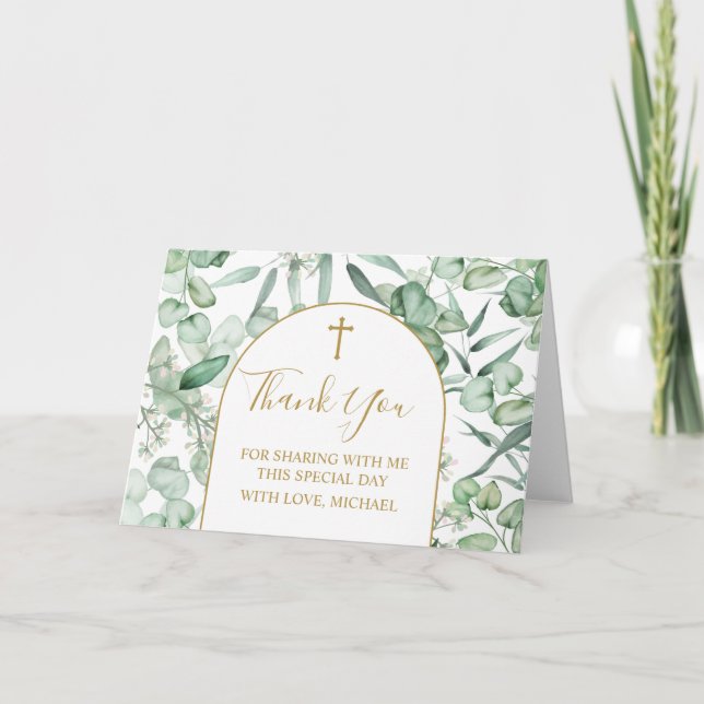 Cartão De Agradecimento Religious Eucalyptus greenery Thank you card (Frente)