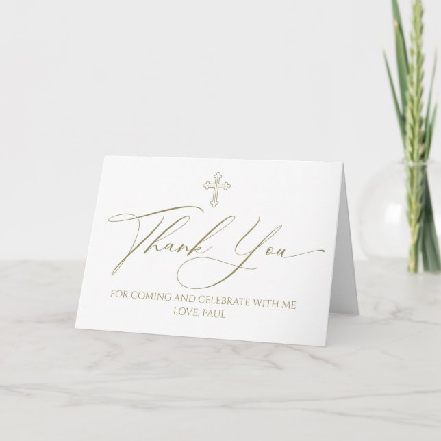 Cartão De Agradecimento Religious white and gold thank you card (Frente)