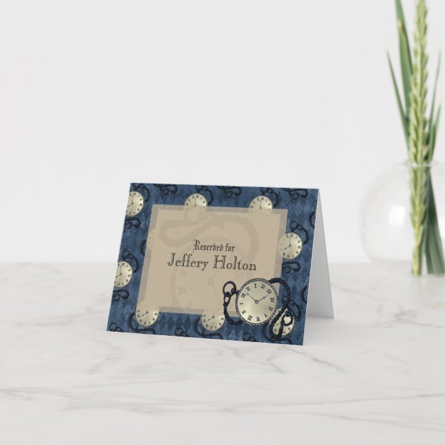 Cartão De Agradecimento Relógios e crânios azuis com galo obrigado c (Frente)