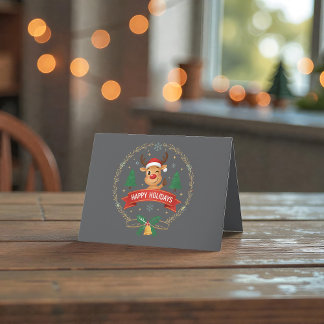 Cartão De Agradecimento Rena Bonita Piscando Feliz Natal Férias de Natal C