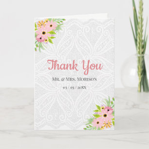 Cartão De Agradecimento Renda Floral