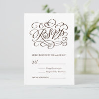 Resposta de caligrafia/inserção RSVP de Vintage