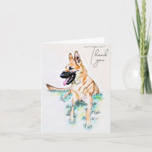 Cartão De Agradecimento Retrato de Cachorro Malinois, German shepherd de A