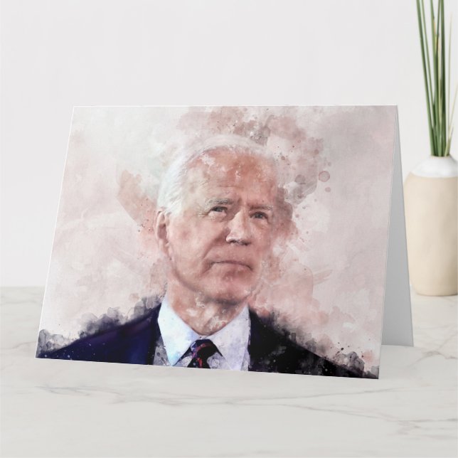 Cartão De Agradecimento Retrato de Joe Biden em aquarela (Frente)