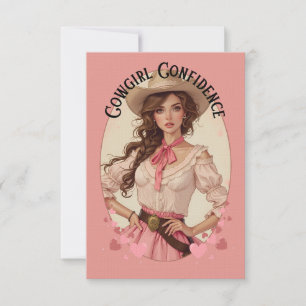 Cartão De Agradecimento Retrato de Moda Western Cowgirl Coquete