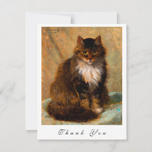 Cartão De Agradecimento Retrato Pintado de Gato Maine Coon Vintage Obrigad