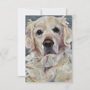 Cartão De Agradecimento Retriever De ouro Pintado À Mão Na Canvas