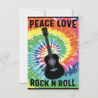 Cartão De Agradecimento Retro 80s Hippie Peace Love Rock N Roll