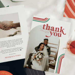 Cartão De Agradecimento Retro Anos Setenta   Obrigado Foto Casamento