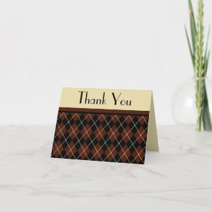 Cartão de Agradecimento Retro Argyle
