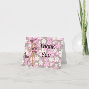 Cartão De Agradecimento Retro Flowers Thank You Notecard (Pink AA)