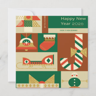 Cartão De Agradecimento Retro Geometric Christmas Greeting Card – Festive.