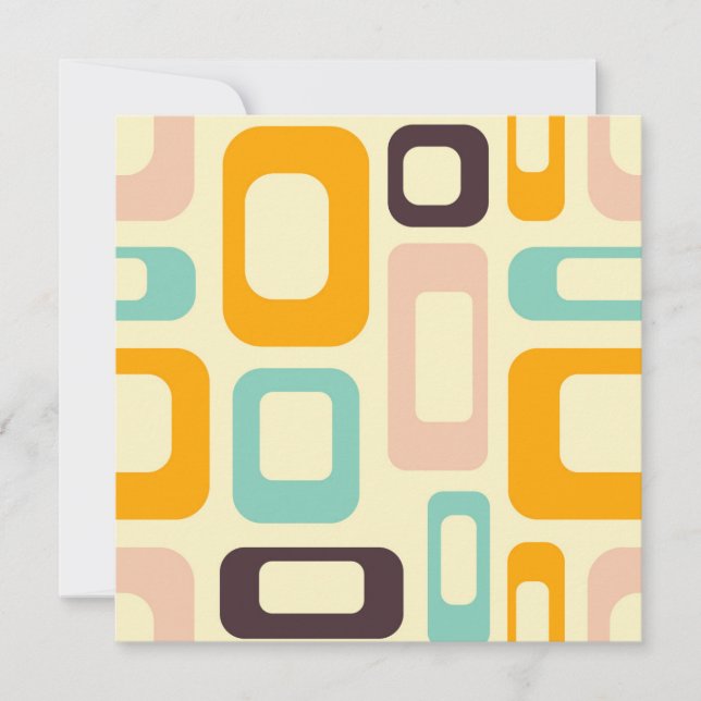 Cartão De Agradecimento Retro geometric pattern in light beige background (Frente)