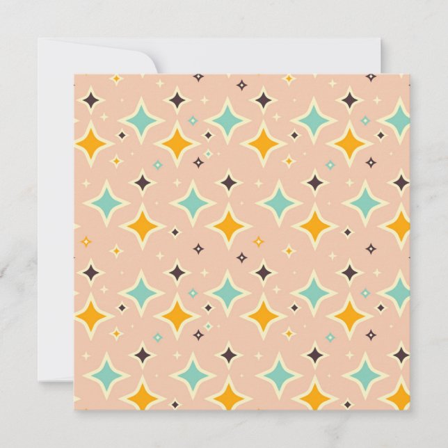 Cartão De Agradecimento Retro geometric pattern with teal, orange, black (Frente)