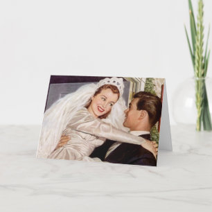 Cartão De Agradecimento Retro Happy Elated Wedding Couple Thank You Cards