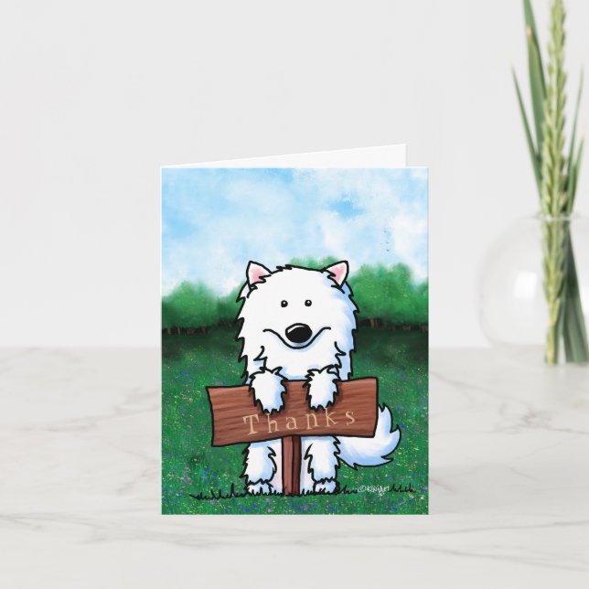 Cartão De Agradecimento Retro KiniArt Samoyed (Frente)