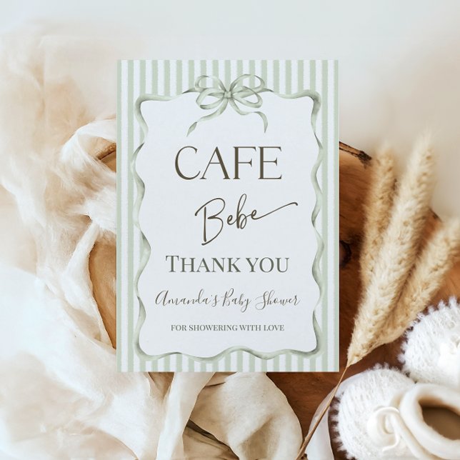 Cartão De Agradecimento Retro Neutro Café Bebe Chá de Bebê Bow (Criador carregado)