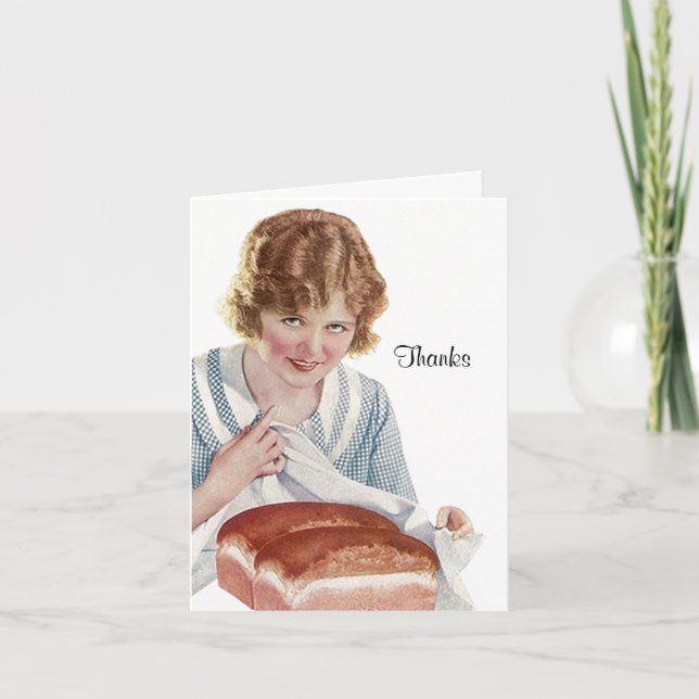 Cartão De Agradecimento Retro Obrigado Aos Obrigados Pela Placa Do Pão De  (Frente)