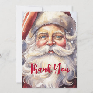 Cartão De Agradecimento Retro Papai Noel em um Chapéu Vermelho de Natal