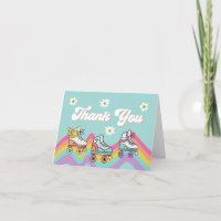 Retro Roller Skings Rainbow Aniversário Obrigado