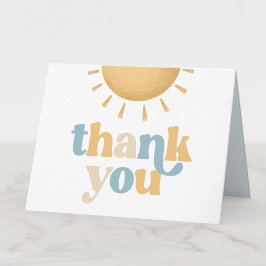 Cartão De Agradecimento Retro Sunshine Baby Shower Folded Thank You Card
