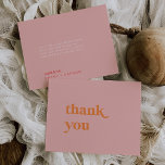 Cartão De Agradecimento Retro Verão | Casamento rosa e laranja<br><div class="desc">Este cartões de agradecimentos de casamento cor-de-rosa e laranja é perfeito para um casamento colorido. O único design de vintage moderno apresenta uma paleta cor rosa-rosa-claro, laranja-clara e vibrante e cor-de-rosa-quente com vibrações tropicais divertidas. Personalize a parte traseira do cartão com seus nomes e uma mensagem de obrigado. Como alternativa,...</div>