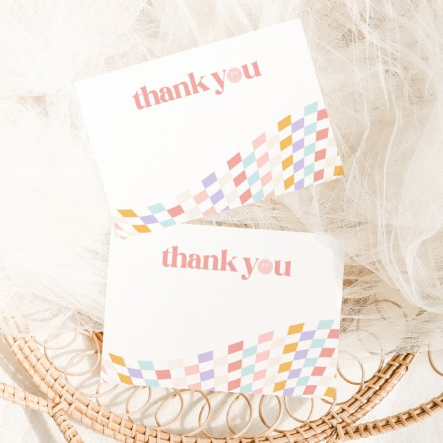 Cartão De Agradecimento Retrô Verificado no Primeiro Aniversário da legal  (Criador carregado)