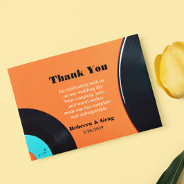 Cartão De Agradecimento Retro Vinyl Record Foto De Casamento Obrigado