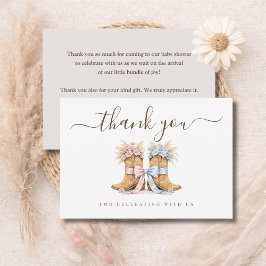 Cartão De Agradecimento Revelação de Gênero Western Chic Botas ou Laços